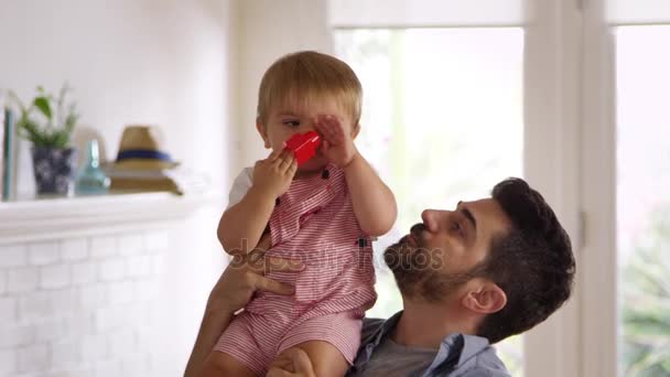 Father Plays With Baby Son - Felvétel, videó