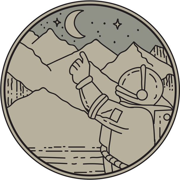 Kosmonaut měsíc hvězdný kruh monovlasec - Vektor, obrázek