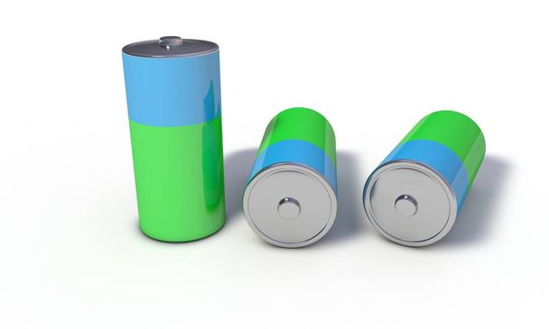 Achtergrond van batterij recycling, 3d render - Foto, afbeelding