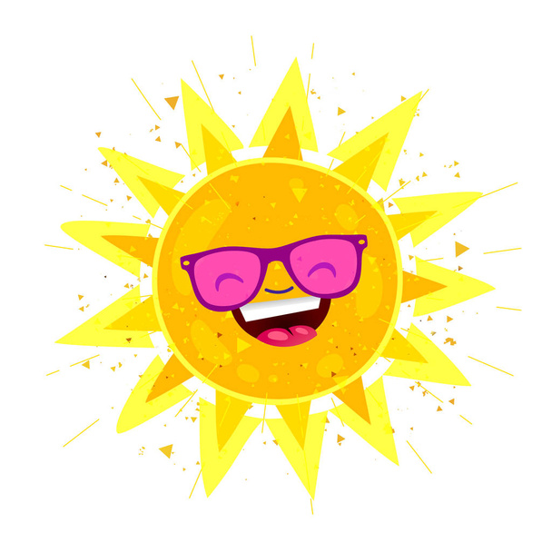 Large bright yellow sun in sunglasses - Vektor, Bild
