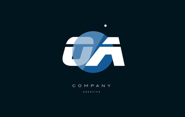 oa o a  blue white circle big font alphabet company letter logo - Vetor, Imagem