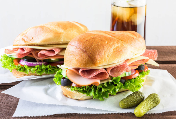 Sub sandwiches with cola - Photo, Image