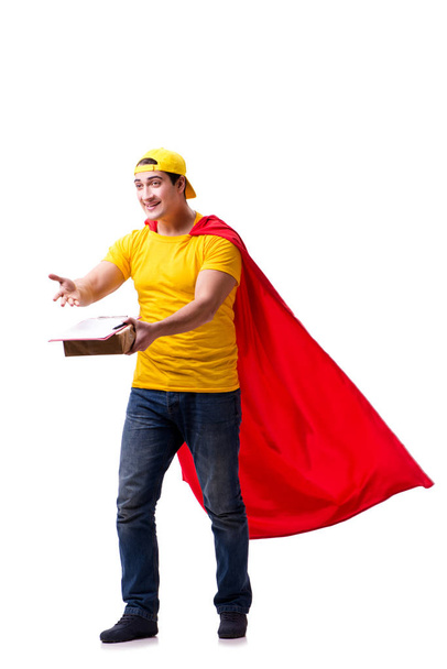 Super hero delivery guy isolated on white - Φωτογραφία, εικόνα