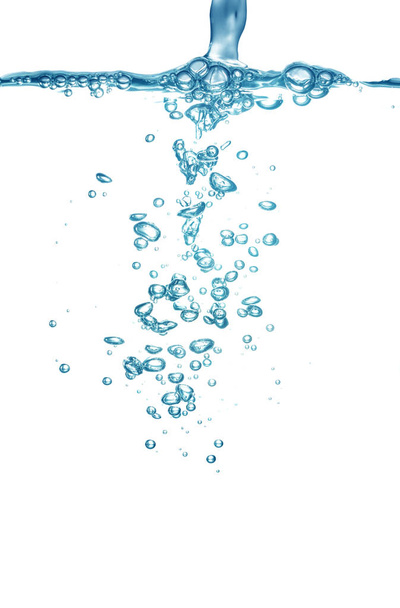 Καθαρό μπλε φυσαλίδες νερού και αέρα - Φωτογραφία, εικόνα