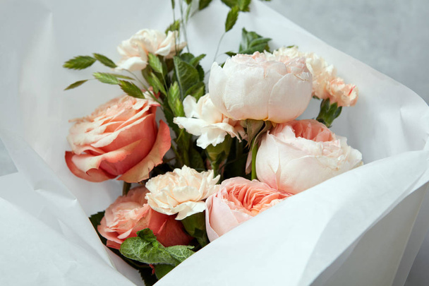 pastel pink peonies bouquet - Foto, Imagem