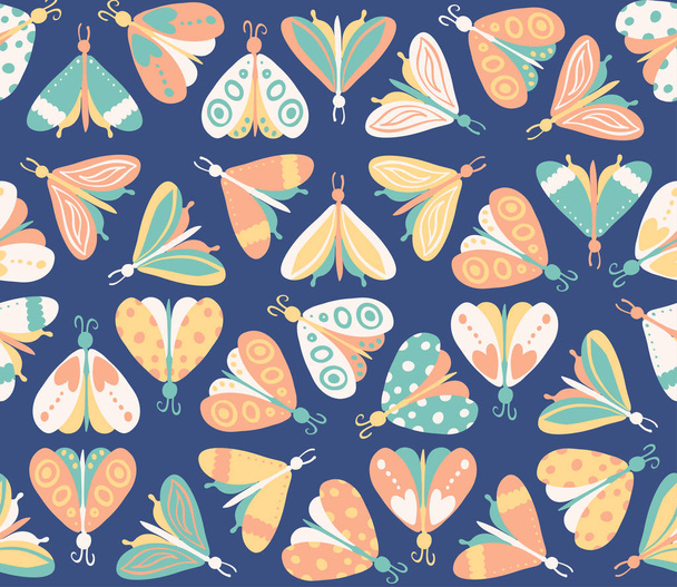 Varrat nélküli mintát különböző gyönyörű pillangók - Vektor, kép