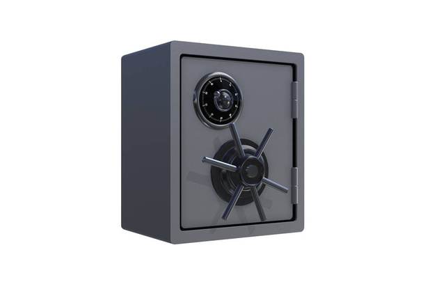 Cassetta di sicurezza in acciaio isolato su bianco - rendering 3d
 - Foto, immagini