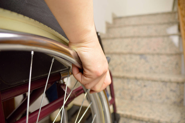 wheelchair and stairs - Photo, image