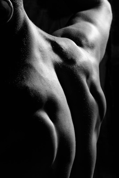 Male fitness model showing muscles  - Foto, Imagen