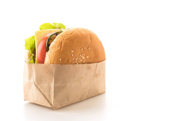 Beef burger on white background - Фото, изображение