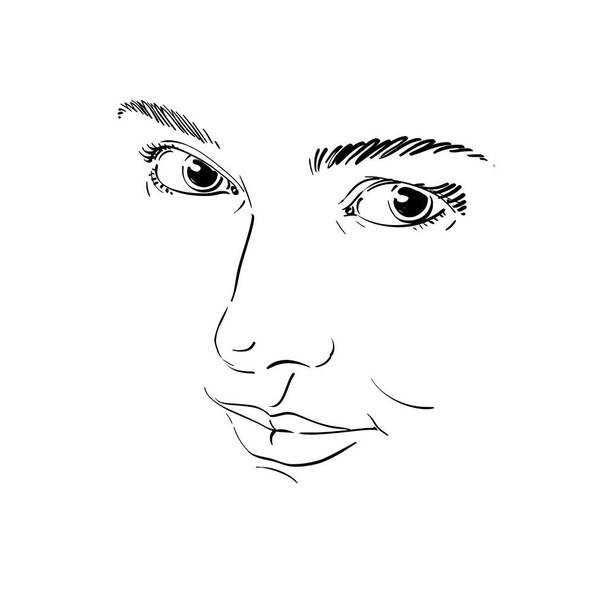 女性のグラフィックの手描き肖像 - ベクター画像