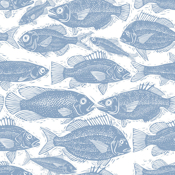 Freshwater fish endless pattern - Vector, afbeelding