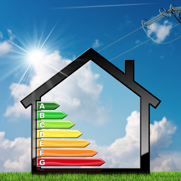 Enerji verimliliği - ev şeklinde sembolü - Fotoğraf, Görsel