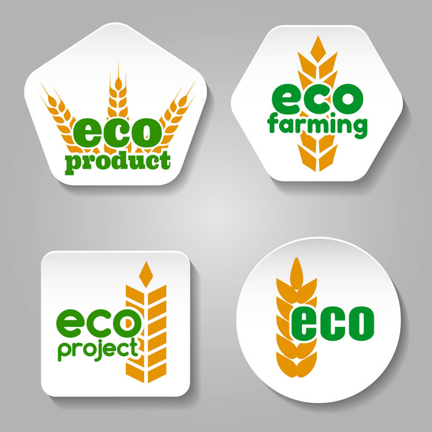 Eco grain product logo set - Vektör, Görsel