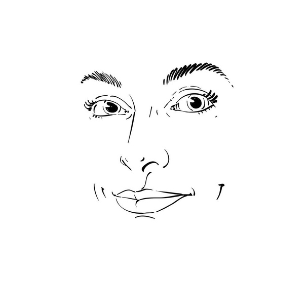 女性のグラフィックの手描き肖像 - ベクター画像