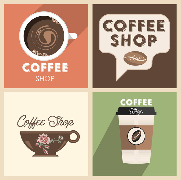 coffee shop design elements - Vector, Image