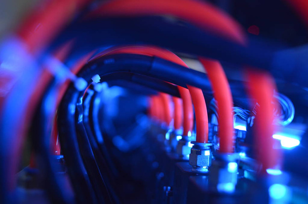 Синие световолоконные кабели
 - Фото, изображение