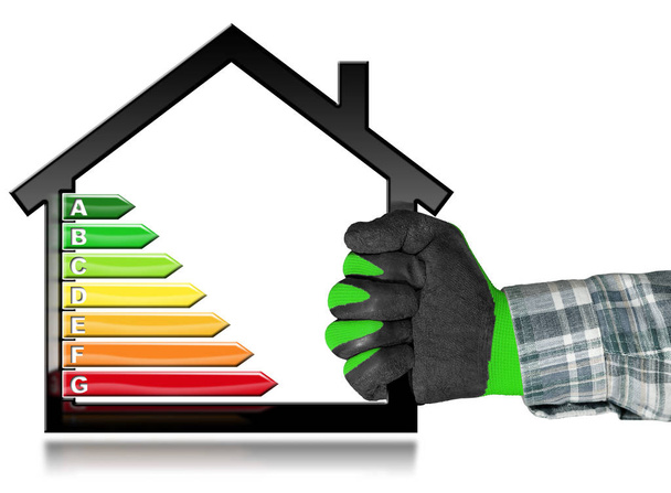 Energie-efficiëntie - symbool met huis Model - Foto, afbeelding