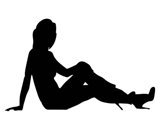 Vecteur, silhouette d'une belle fille assise
 - Vecteur, image
