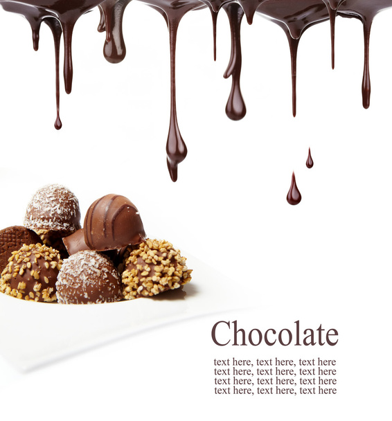 Delicious chocolate pralines isolated on white background - Zdjęcie, obraz