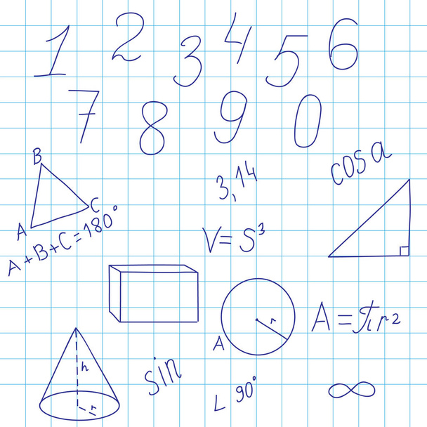 Γεωμετρικού υποβάθρου με αριθμούς και τους τύπους - Διάνυσμα, εικόνα