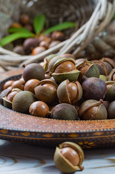 Сбор орехов макадамии вблизи
 - Фото, изображение