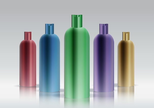 Colorful cosmetic bottle set - Wektor, obraz