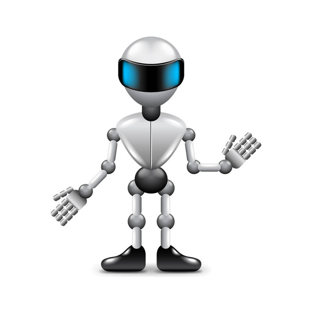 Robot with human hands isolated on white vector - Vector, Imagen