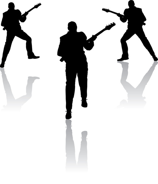 Tre uomini con chitarra - Vettoriali, immagini