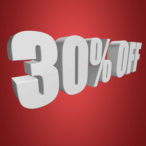 30 percent off 3d letters on red background - 写真・画像