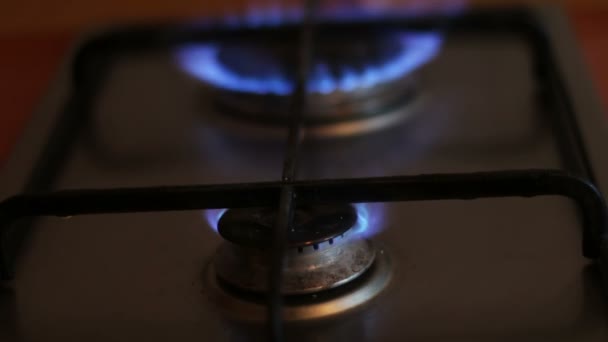 Burning blue flames of a gas stove - Footage, Video
