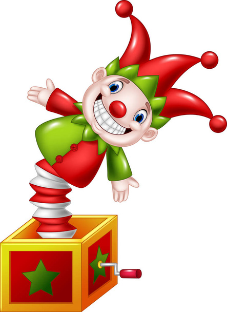Kreskówka Zabawna zabawka wyskakująca z pudełka - Wektor, obraz