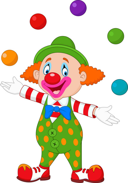 Feliz palhaço malabarismo com bolas coloridas
 - Vetor, Imagem