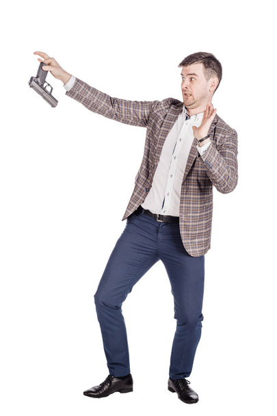 man with pistol. dangerous concept - Zdjęcie, obraz