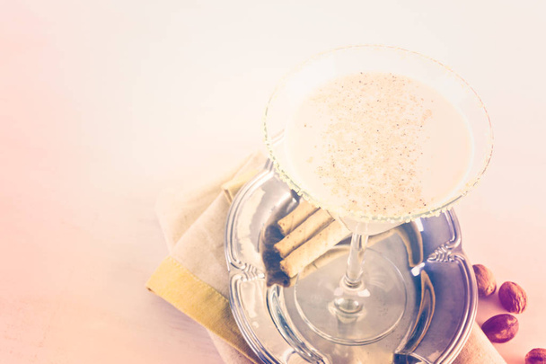 eggnog cocktail with dark rum and milk - Photo, Image