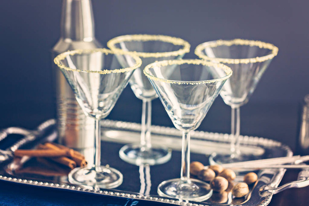Martini glasses rimmed with brown sugar - Photo, Image