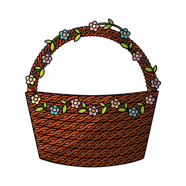 basket with floral decoration - Vector, Image
