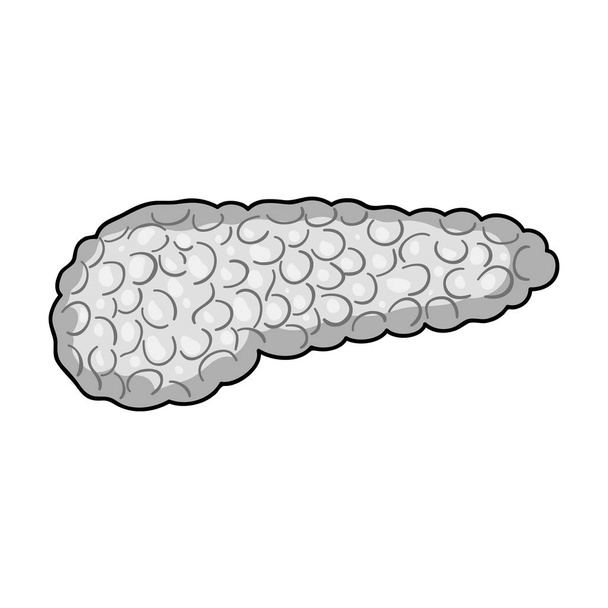 A sick pancreas.The infected part of the body with diabetes.Diabetes single icon in monochrome style vector symbol stock illustration. - Vector, afbeelding