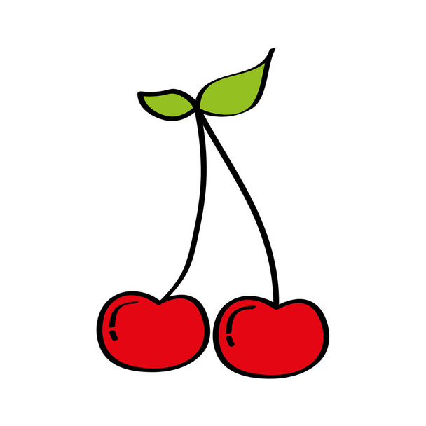 cereza fruta fresca dibujo icono
 - Vector, Imagen