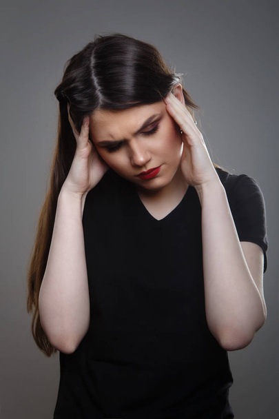 Sad Depressed Woman Having Migraines - Foto, immagini