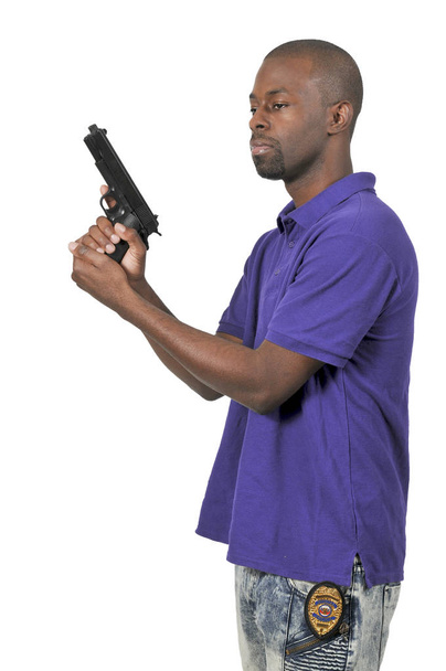 Policejní detektiv s pistolí - Fotografie, Obrázek