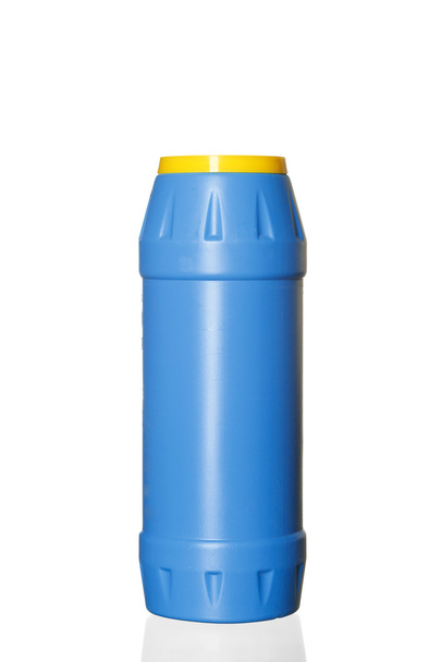 Blue plastic bottle with detergent without label isolated on whi - Fotoğraf, Görsel