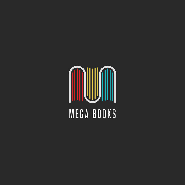 Bookstore logo idea, colorful books logotype in the form of letter M - Vector, Image