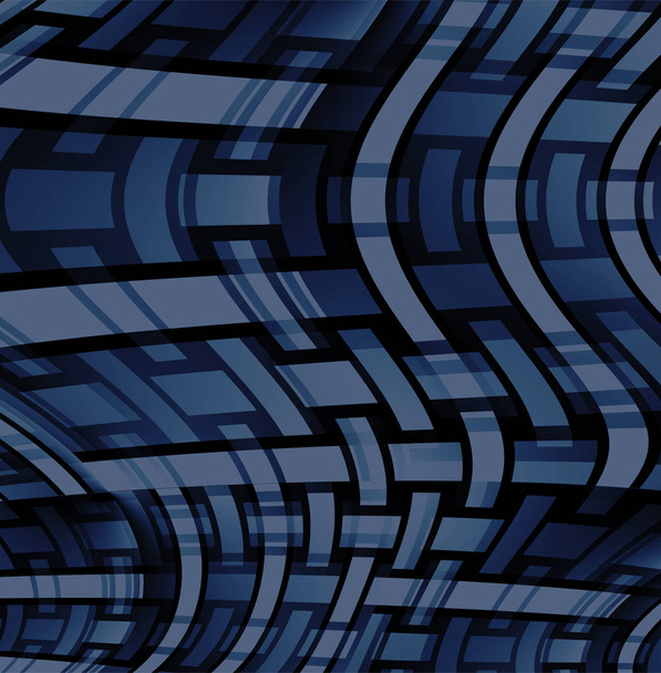 Padrão geométrico abstrato listras curvas azul cinza preto dimensional
 - Foto, Imagem