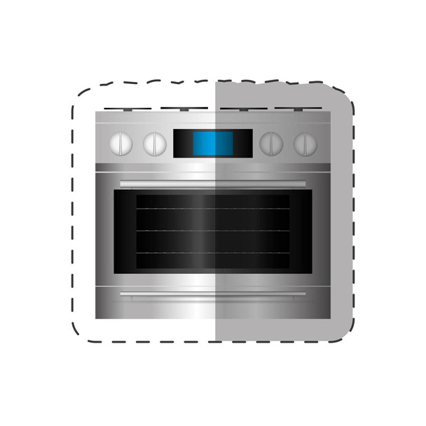 electric oven appliance home cut line - Vector, Image