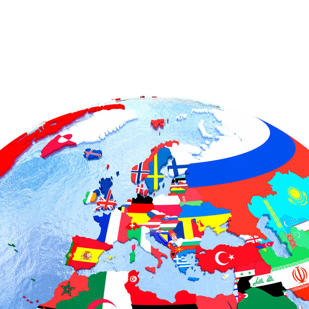 Europe on political globe with flags - Foto, Imagen