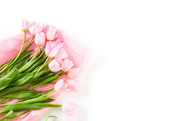 Vista de tulipanes rosa
 - Foto, Imagen