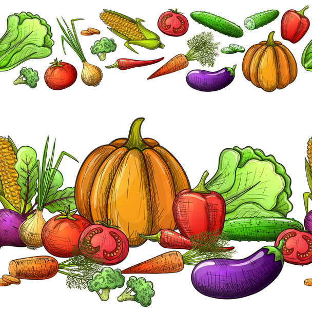 Vegetables seamless borders - Vector, Image