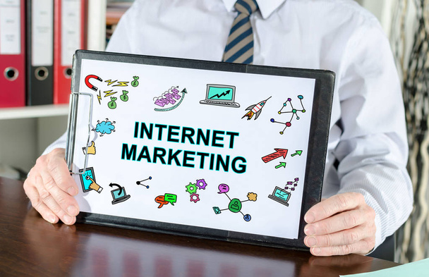 Marketingconcept van het Internet op een Klembord - Foto, afbeelding