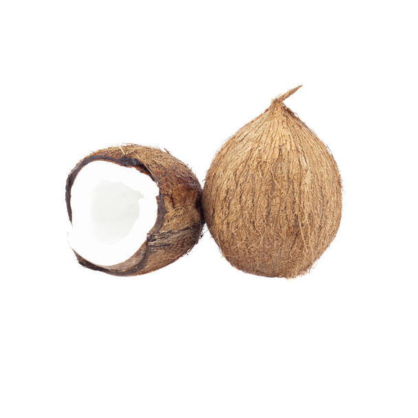 Whole and a half of coconuts isolated - Photo, Image